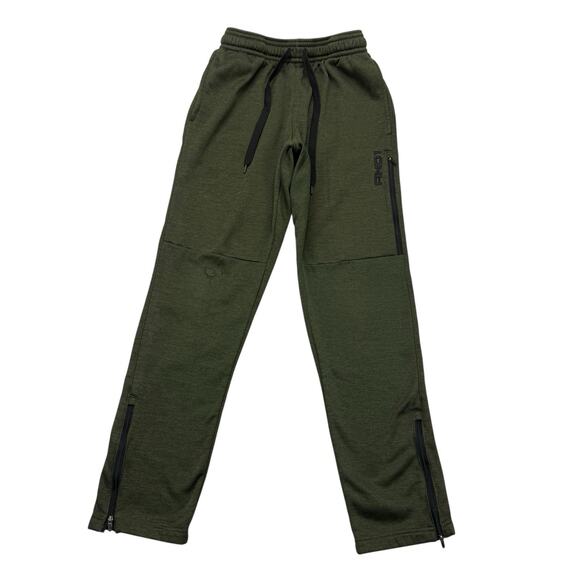 AND1 Pants Mens Small S Green Ankle Zip Basketball Running Drawstring Athletic - Picture 1 of 8
